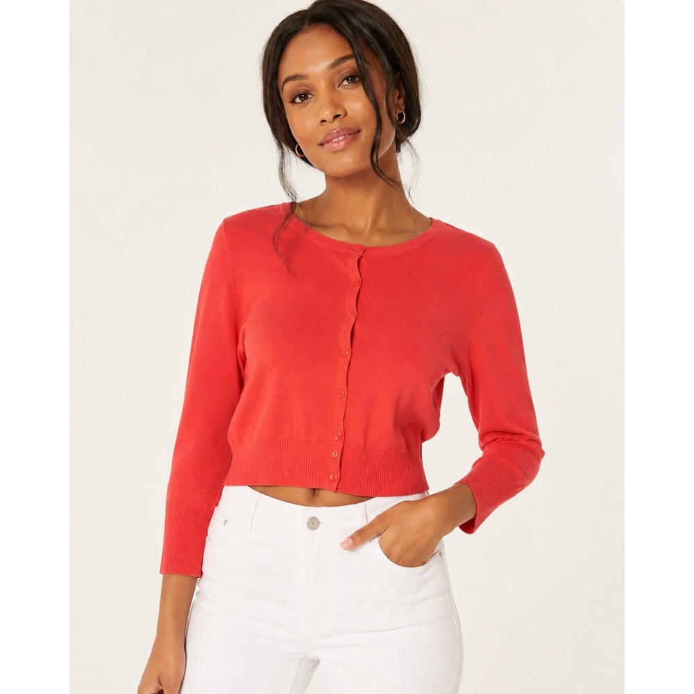 I.N. Studio Coral Cropped Cardigan Coquette Balletcore Cottagecore Size 12
